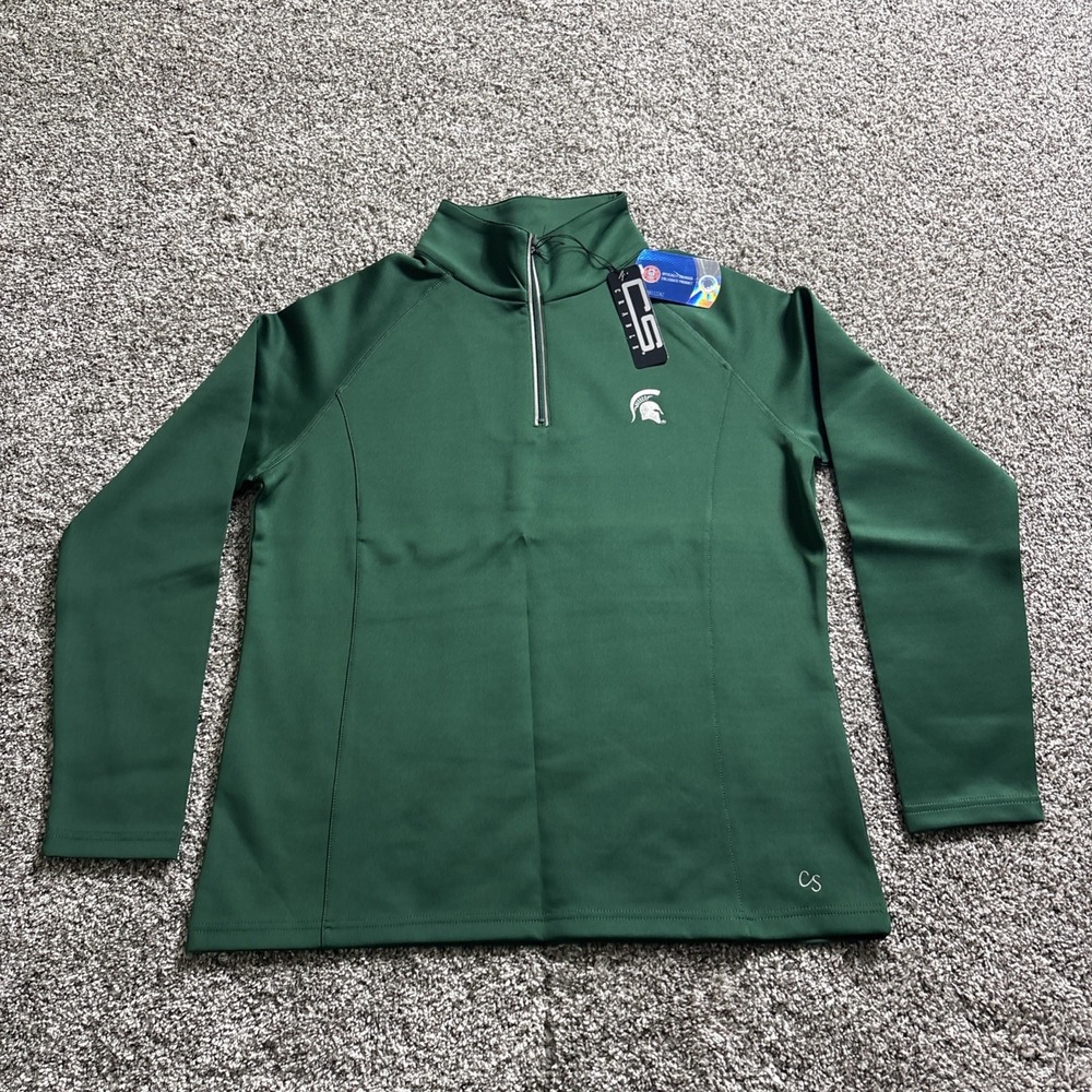 NWT Michigan State Spartans 1/4 Zip Pullover Women's 2XL XXL Green Crable Sports